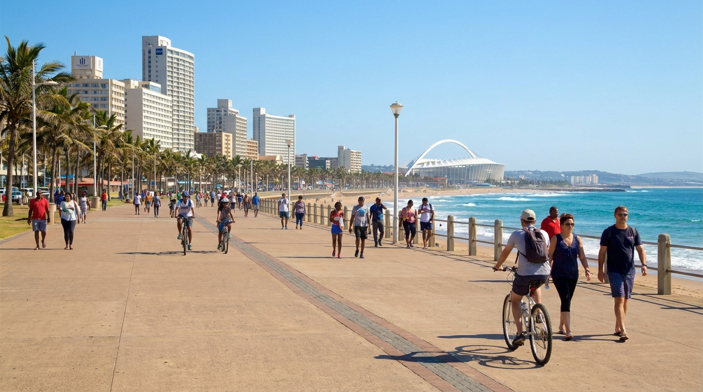 Durban Golden Mile beachfront promenade with accessible walkway